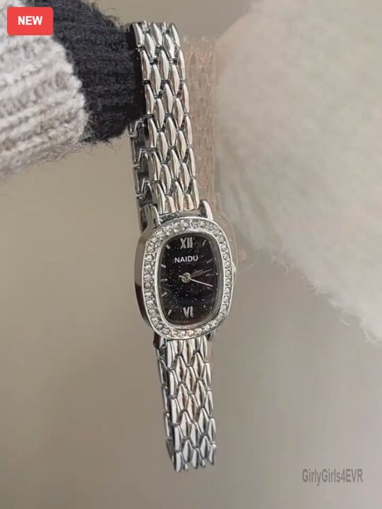 Oval Quartz Analog Wristwatch Adjustable Stainless Steel Band Waterproof
